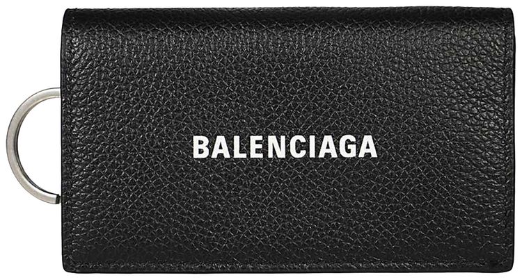 Balenciaga Cash Key Ring With Contrasted Logo Black