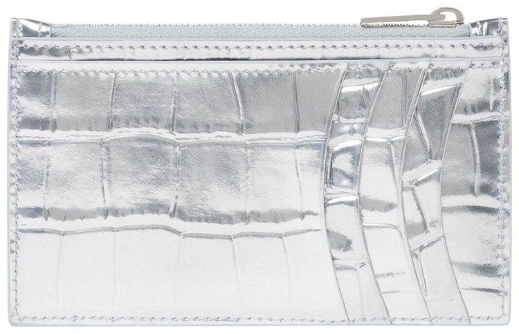 Balenciaga Hourglass Long Coin And Card Holder Silver