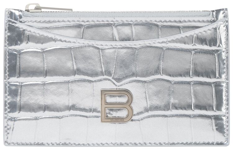 Balenciaga Hourglass Long Coin And Card Holder Silver