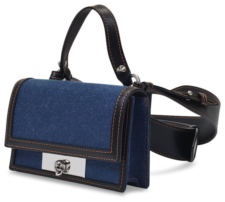 Alexander McQueen Skull Lock Small Bag Blue