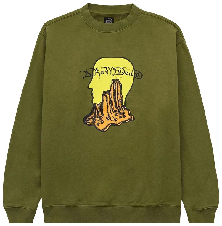 Brain Dead Mount Slime Crewneck Olive