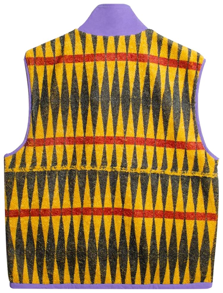 Brain Dead Configuration Printed Sherpa Vest Mustard Multicolor