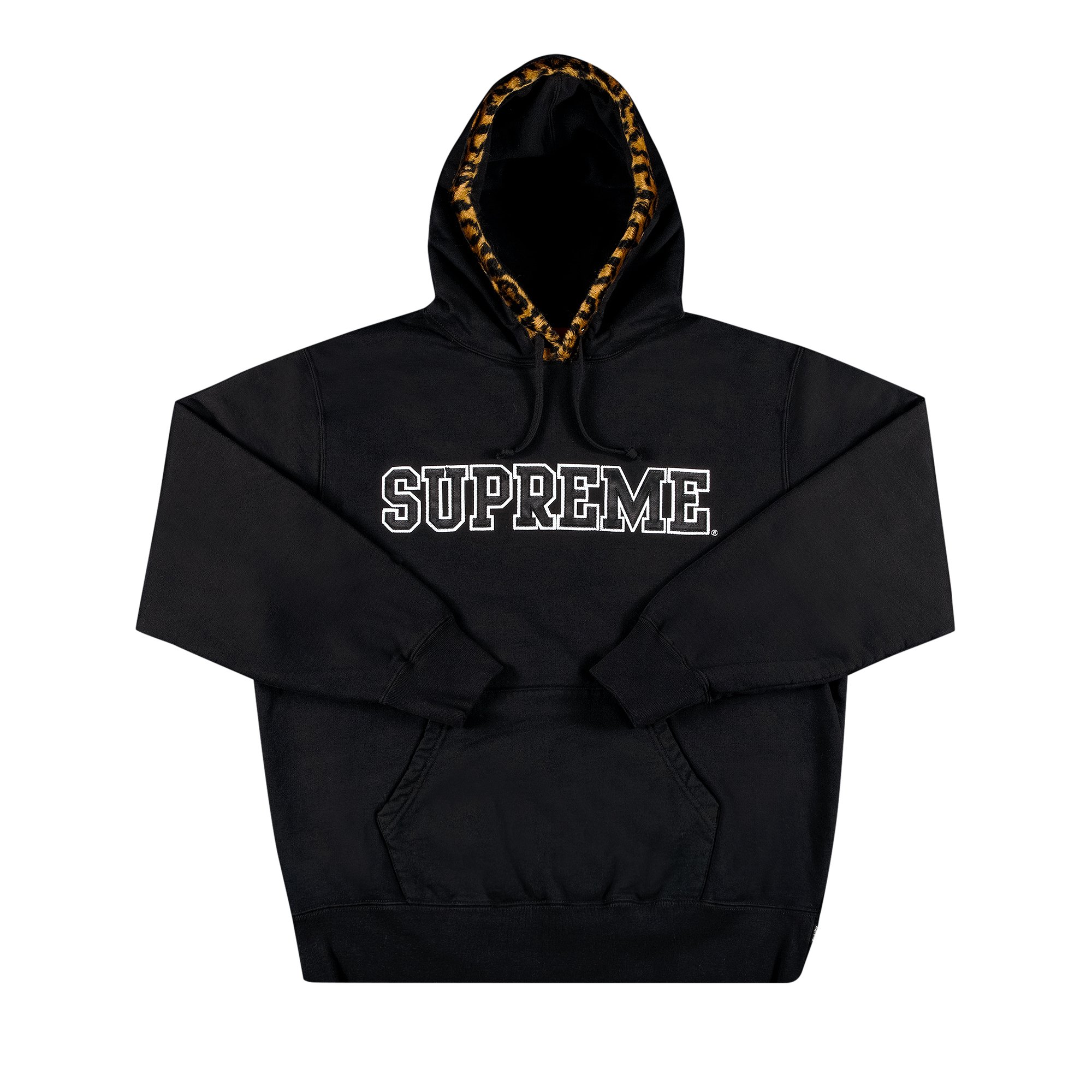 Buy Supreme Leopard Trim Hooded Sweatshirt 'Black' - FW21SW92