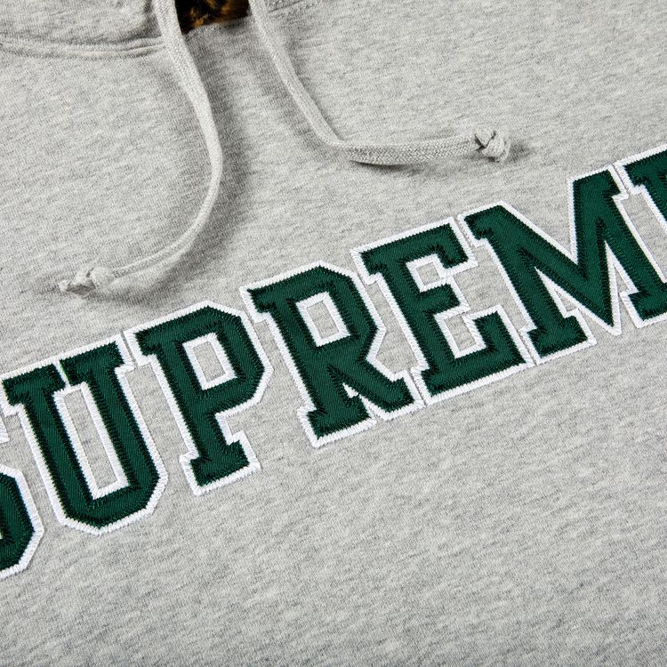 Supreme Leopard Trim Hooded Sweatshirt Heather Grey