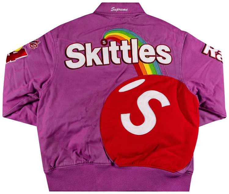 Supreme x Skittles x Mitchell  Ness Varsity Jacket Purple