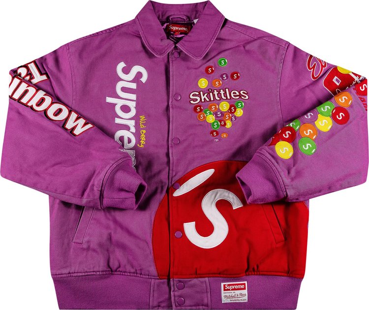 Supreme x Skittles x Mitchell & Ness Varsity Jacket 'Purple'