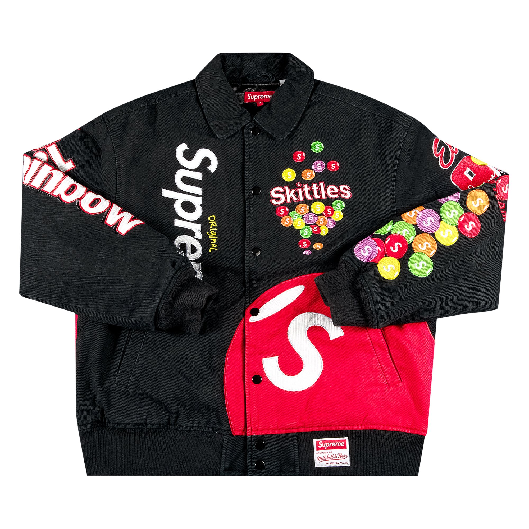 Supreme x Skittles x Mitchell & Ness Varsity Jacket 'Black'