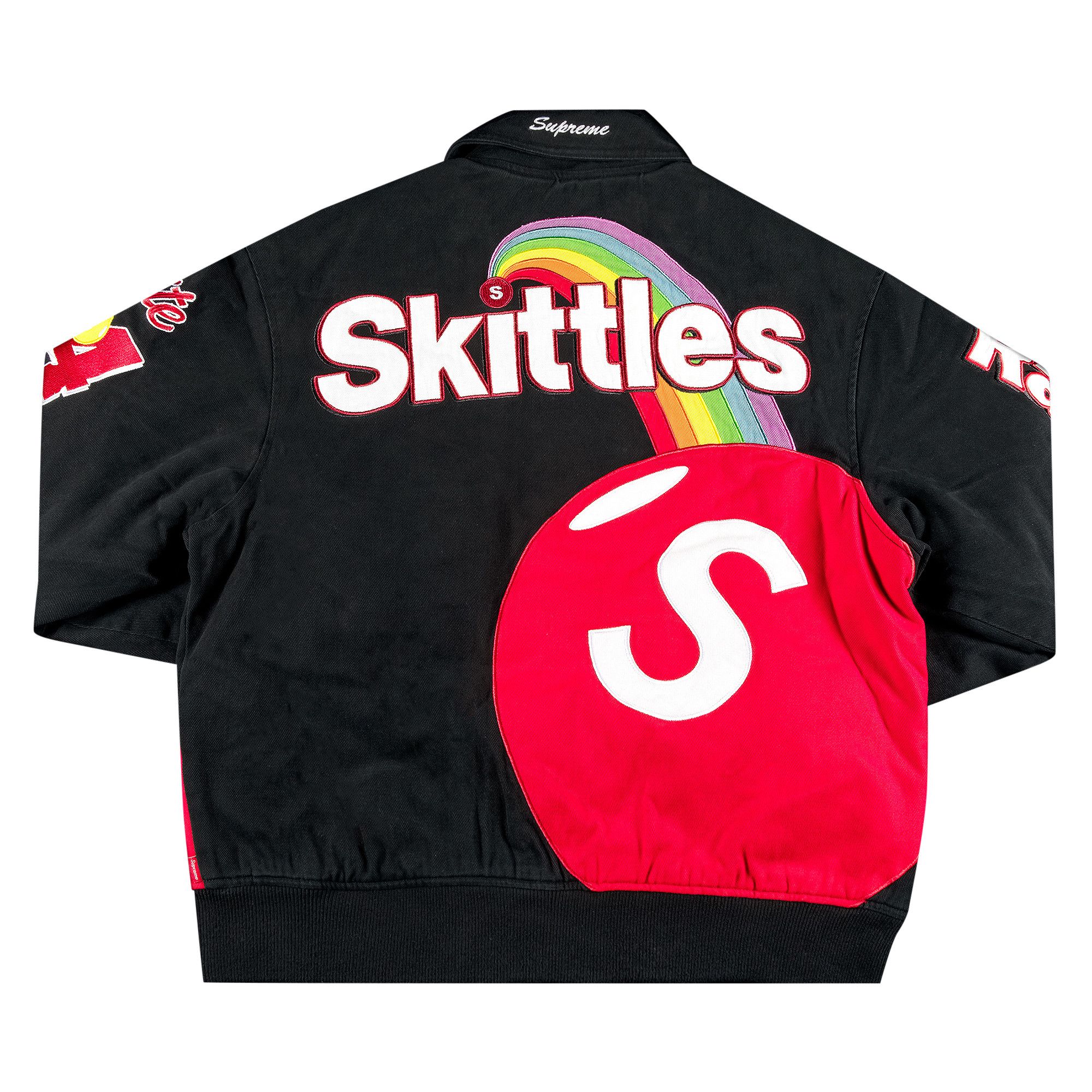 Size xl Supreme x Skittles x Mitchell & Ness Varsity Jacket 'Black'