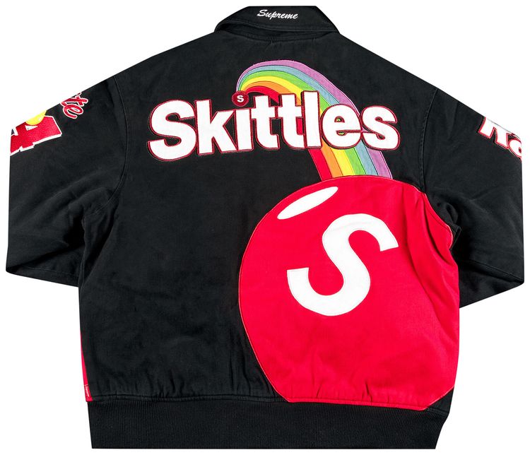 Supreme x Skittles x Mitchell  Ness Varsity Jacket Black