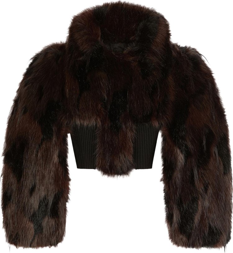 Givenchy Cropped Fake Fur And Knit Blouson 'Brown/Black'