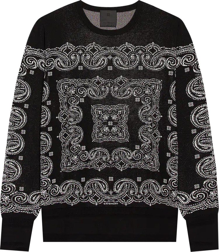 Givenchy Paisley Jacquard Silk Knitwear Sweater 'Black/White'