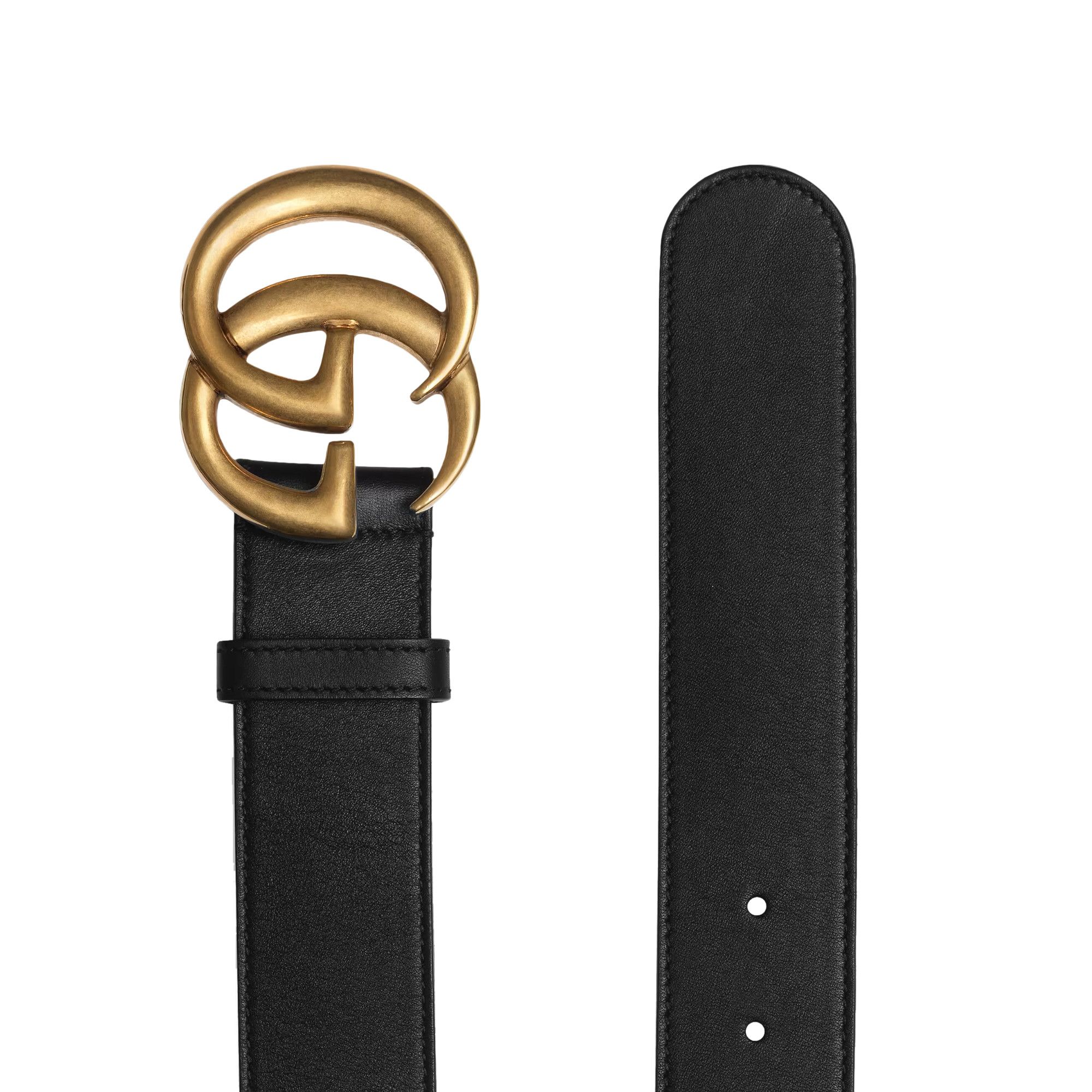 Buy Gucci Wide Leather Belt With Double G Buckle Black Gold 397660 AP00T 1000 GOAT