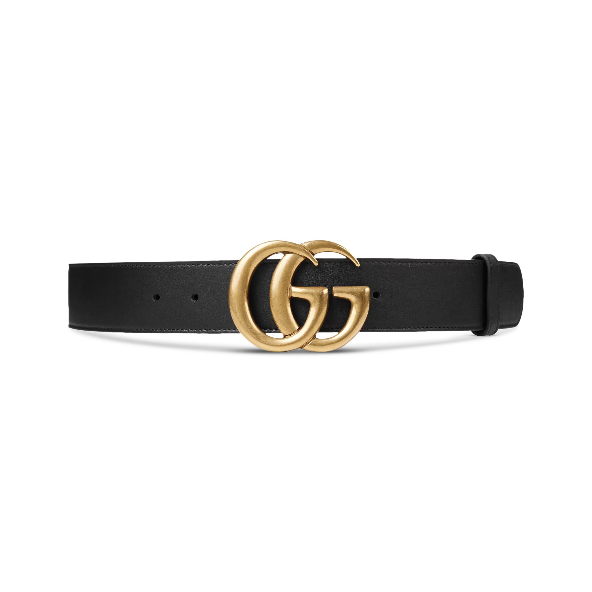 Buy Gucci Wide Leather Belt With Double G Buckle 'Black/Gold 
