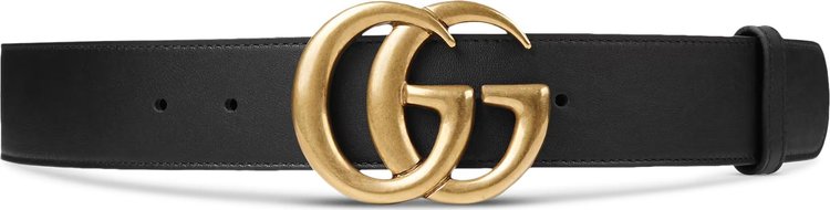 Buy Gucci Wide Leather Belt With Double G Buckle 'Black/Gold' - 397660 ...