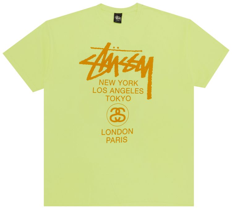 Stussy World Tour Tee Neon Yellow