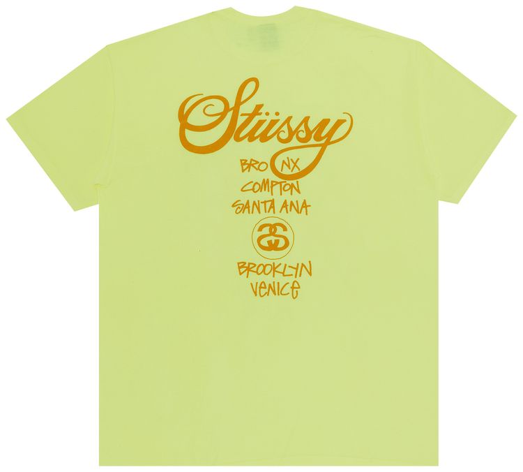 Stussy World Tour Tee Neon Yellow