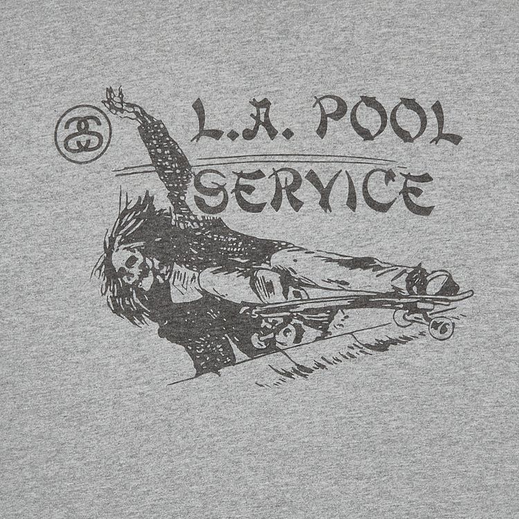 Stussy LA Pool Service Tee Grey Heather