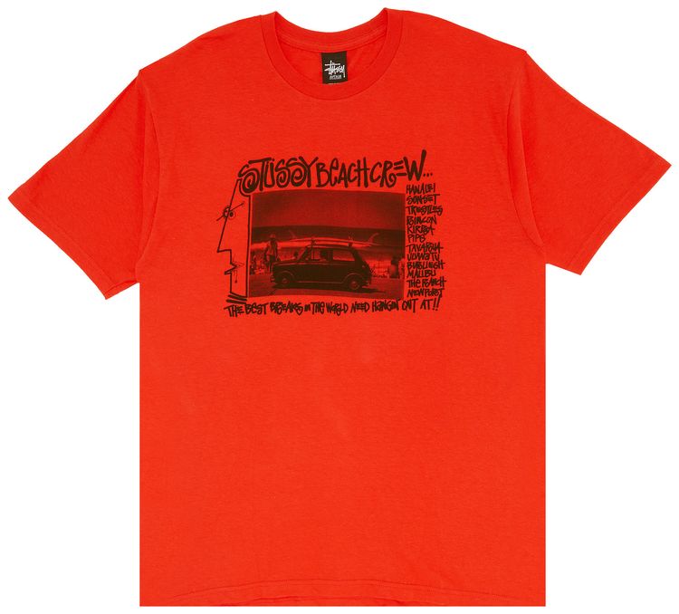 Stussy Beach Crew Tee Red