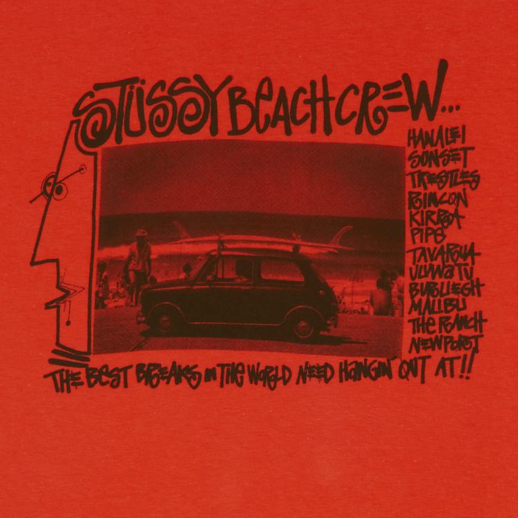 Stussy Beach Crew Tee Red