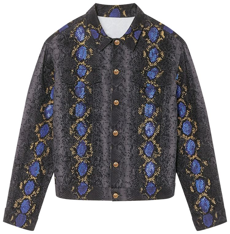 Versace Python Print Denim Jacket BlackBlue