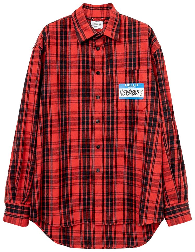 Vetements My Name Is Vetements Flannel Shirt RedBlack