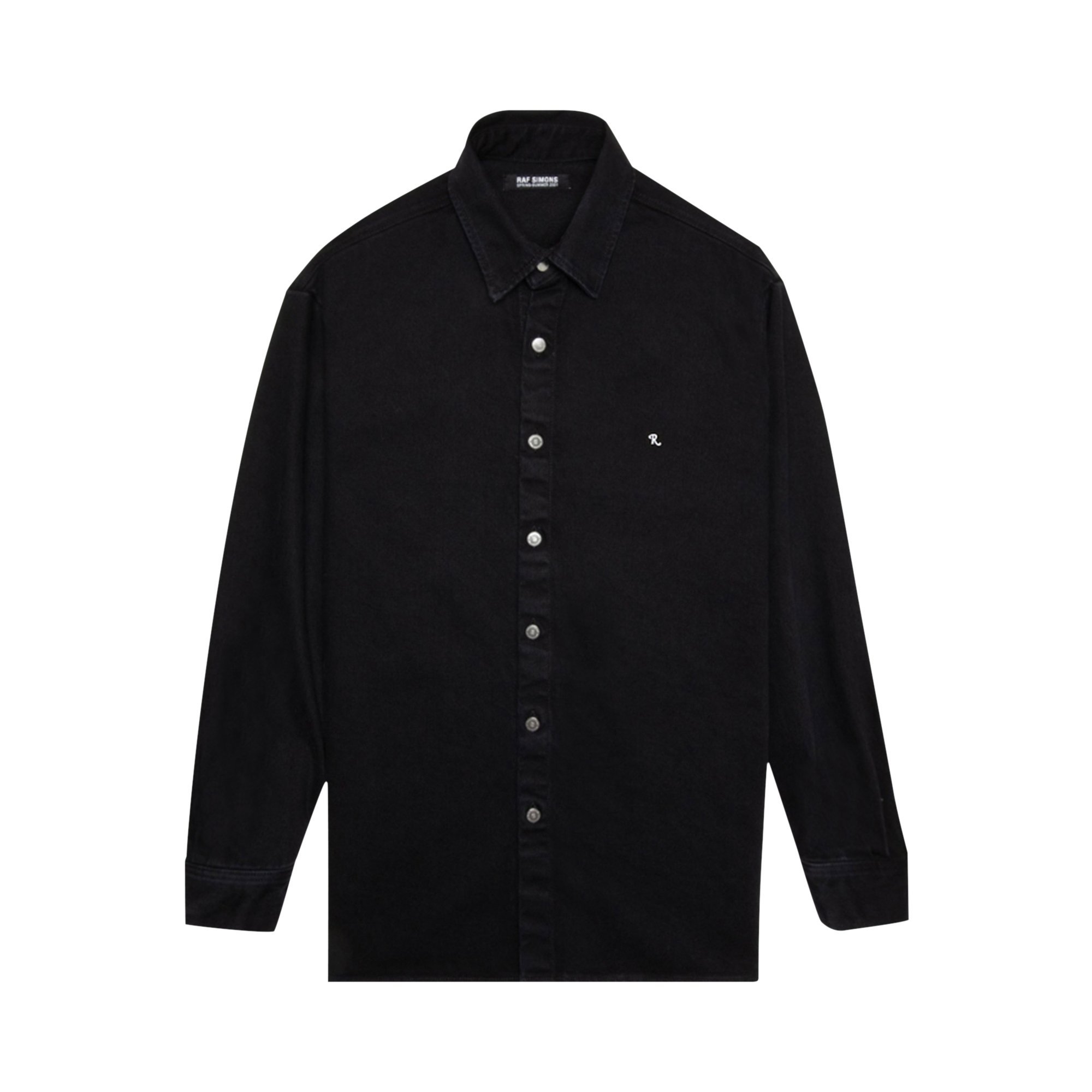 Buy Raf Simons Straight Fit Denim Shirt With Rs In Back 'Black 