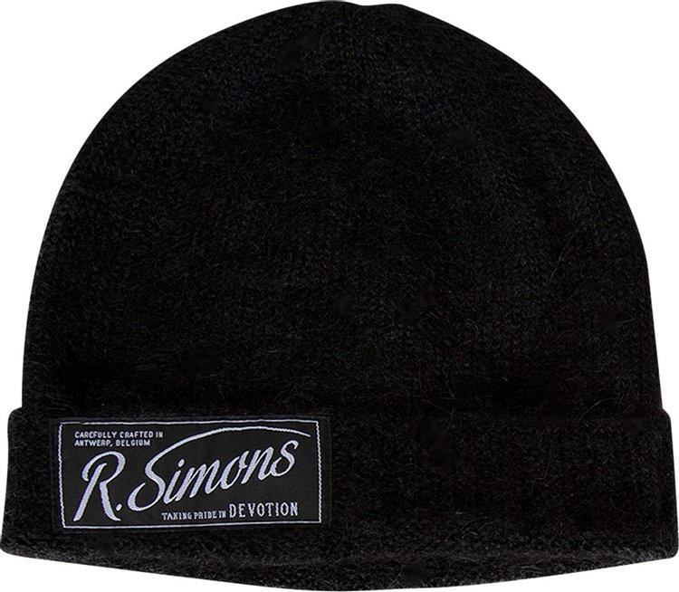 Raf Simons Knit Beanie With Woven Label 'Black'
