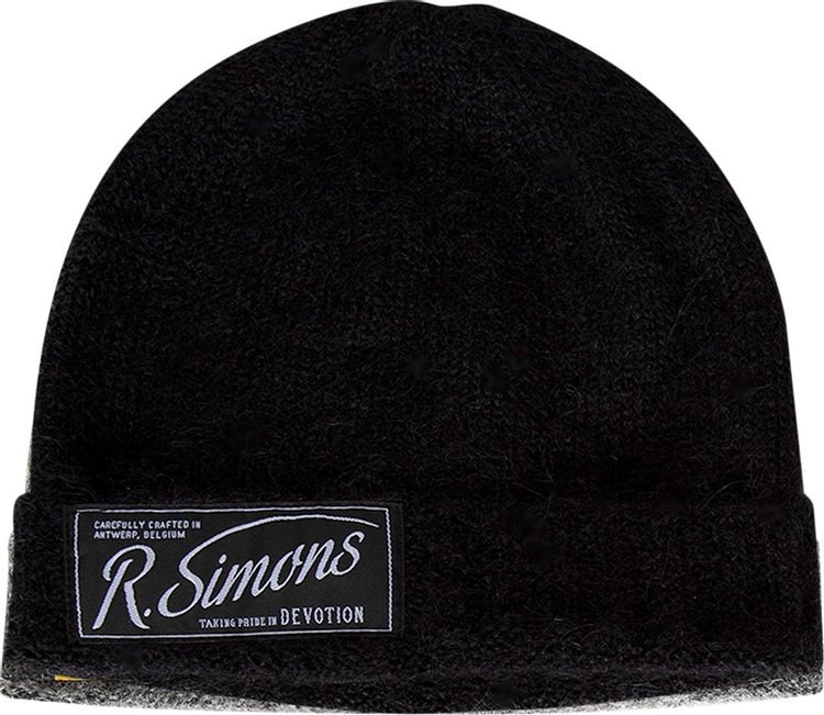 Raf Simons Knit Beanie With Woven Label Grey