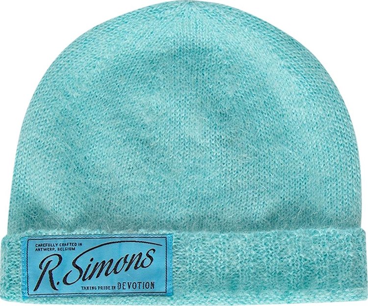 Raf Simons Knit Beanie With Woven Label 'Aqua'