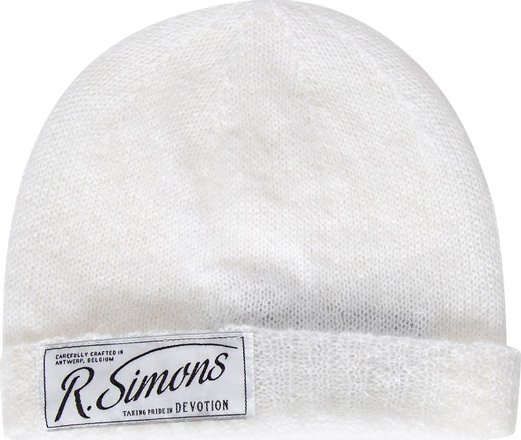 Raf Simons Knit Beanie With Woven Label 'White'
