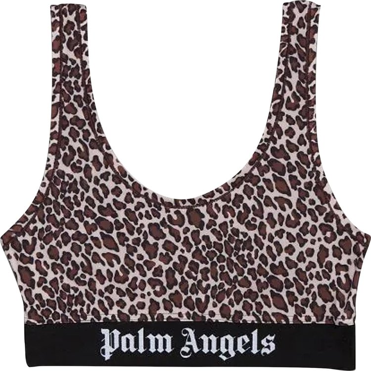 Palm Angels Leopard Print Sport Bra BrownWhite