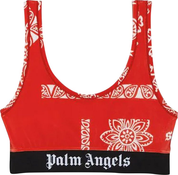 Palm Angels Bandana Print Sport Bra RedWhite