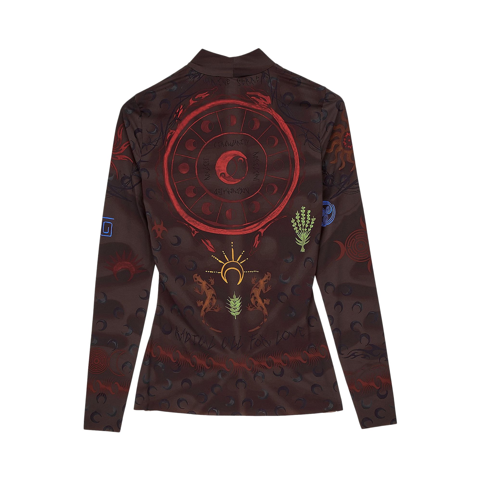 MARINE SERRE 　Second Skin Tattoo Top Marine Serre Brown & Multicolor Second Skin Tattoo Top