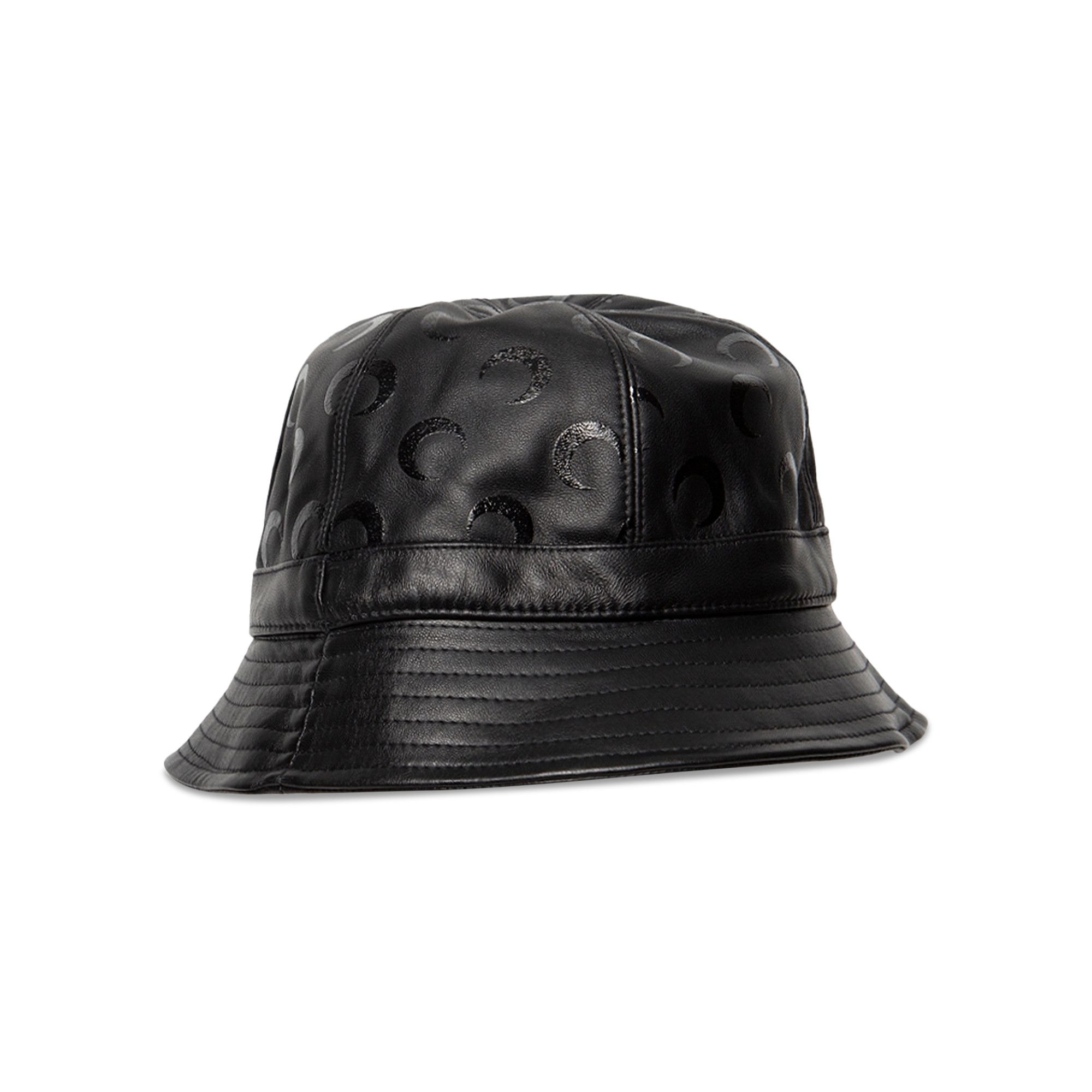 福袋 オンライン Marine Buy Serre 'Black Hat Bucket Leather Moon 帽子