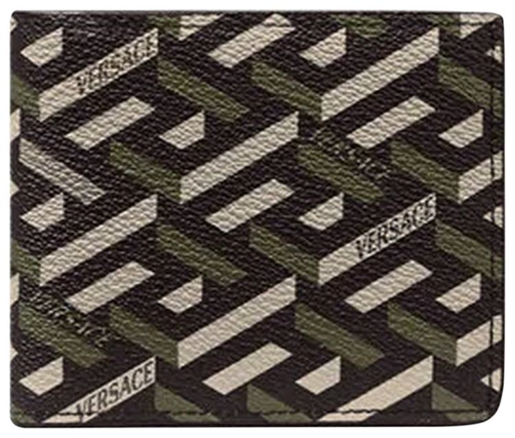 Versace La Greca Signature Bifold Wallet BlackKakhi