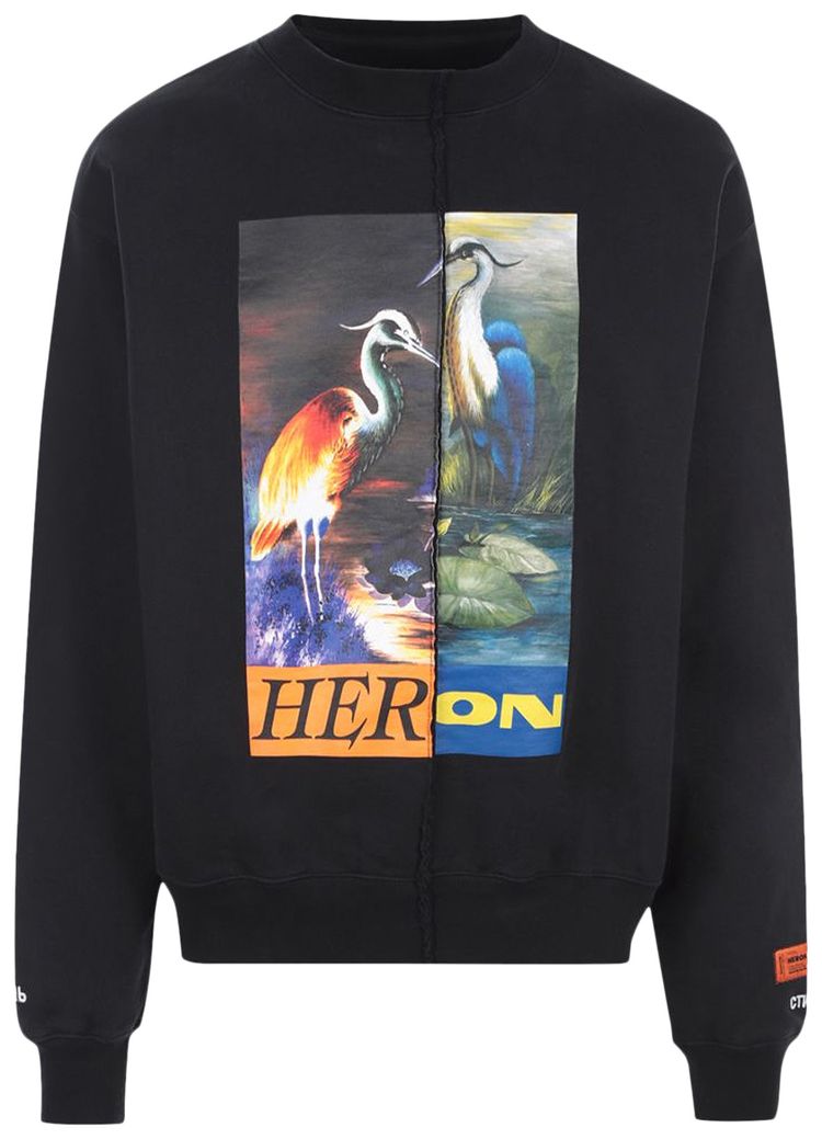 Heron Preston Split Logo Crewneck Sweatshirt BlackOrange