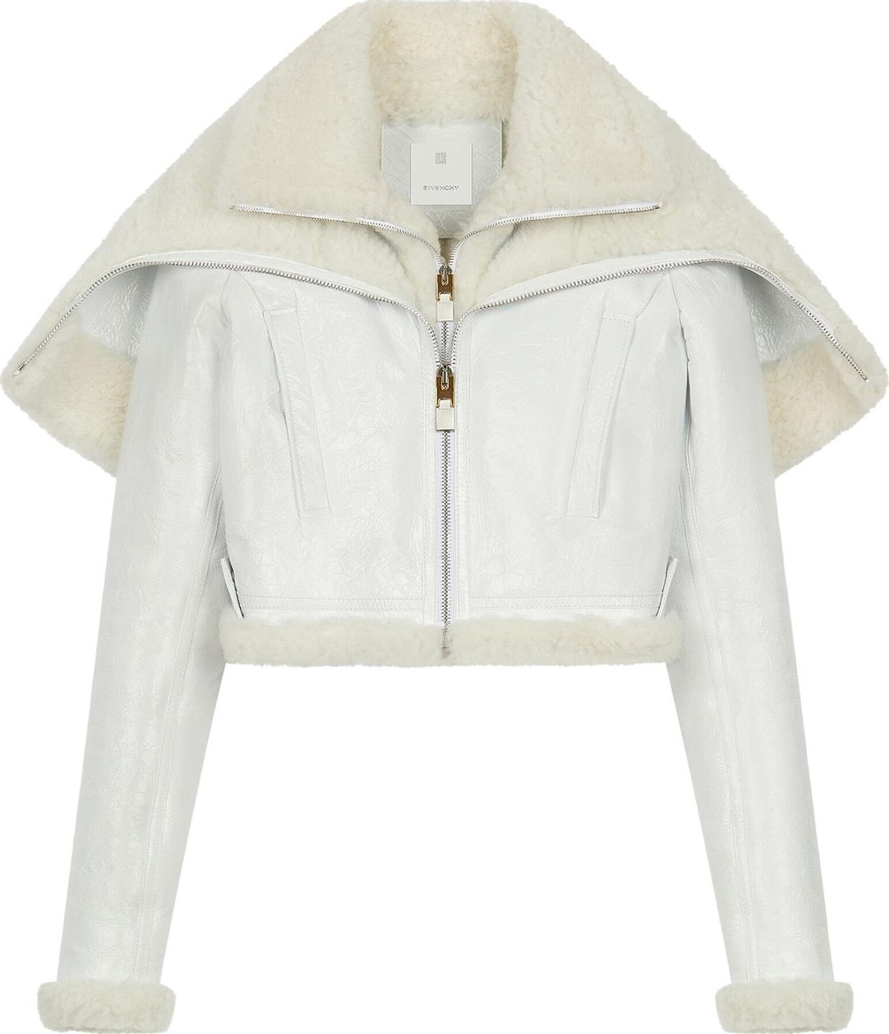 Buy Givenchy Mix Shearling Cropped Blouson 'White' - BW00DC6141 100 | GOAT