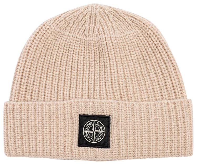 Stone Island Logo Patch Beanie Rustic Rose