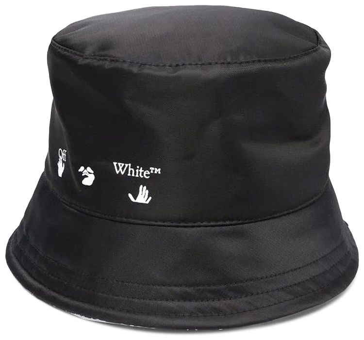 Off White Nylon Regular Bucket Hat BlackWhite