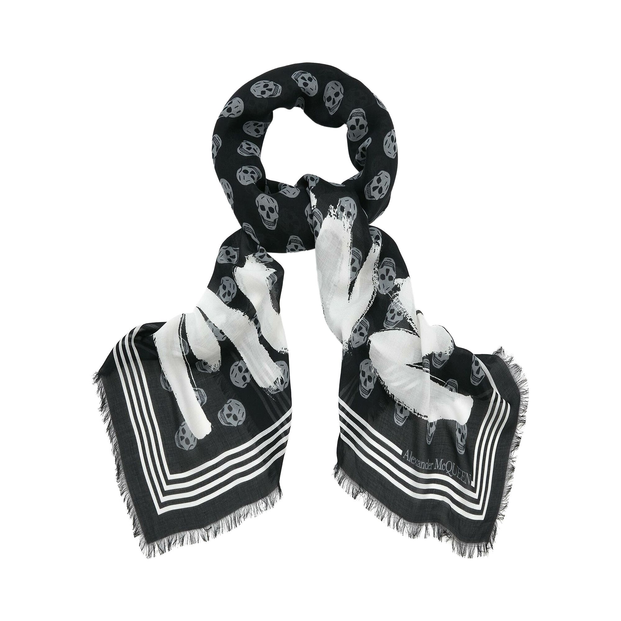 Buy Alexander McQueen Graffti Biker Scarf 'Black/Ivory