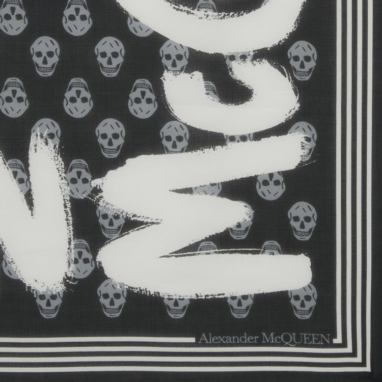 Alexander McQueen Graffti Biker Scarf BlackIvory