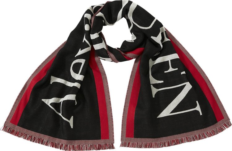 Alexander McQueen Selvedge Scarf BlackIvory