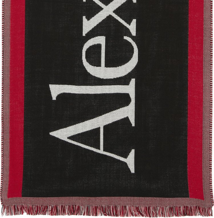 Alexander McQueen Selvedge Scarf BlackIvory