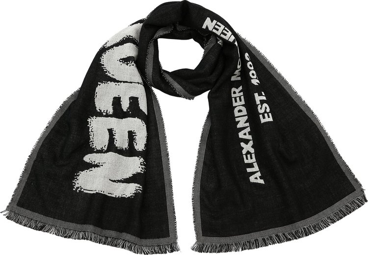 Alexander McQueen Graffiti Scarf BlackIvory