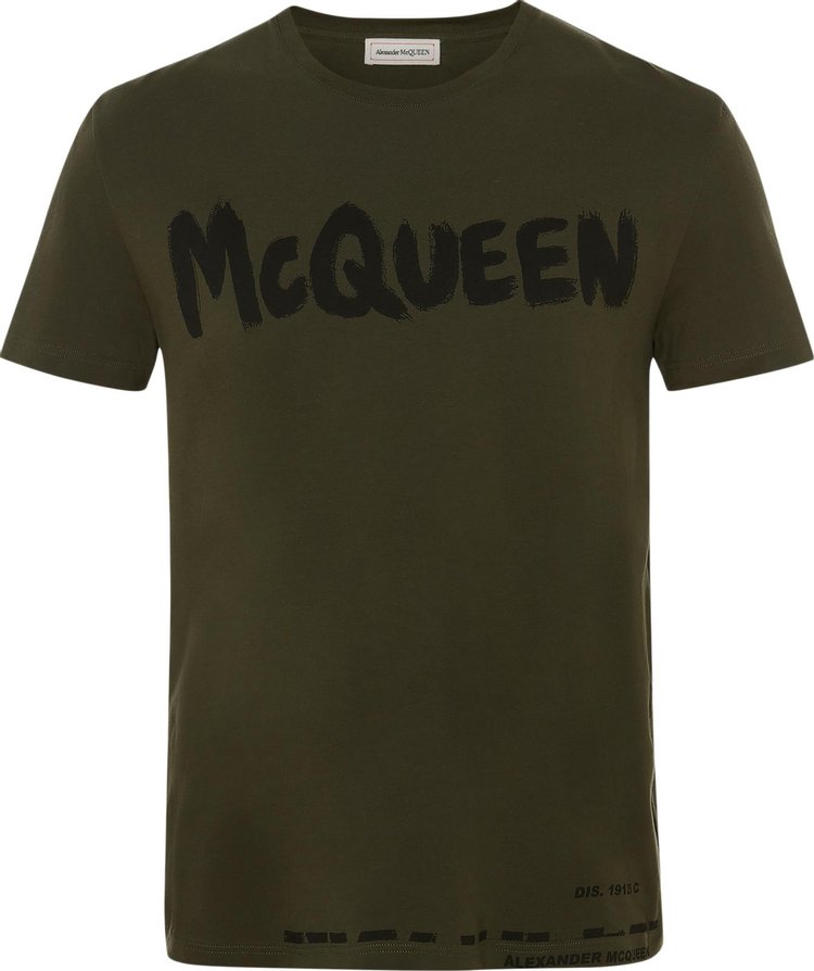 Alexander McQueen Graffiti Print T-Shirt 'Khaki/Mix'