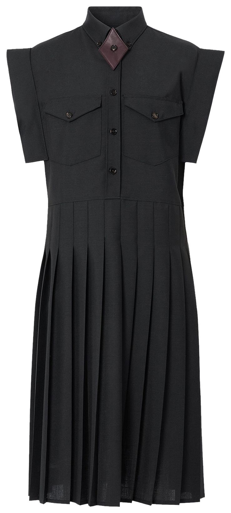 Burberry Mohair Wool Pleated Shirt Dress Black