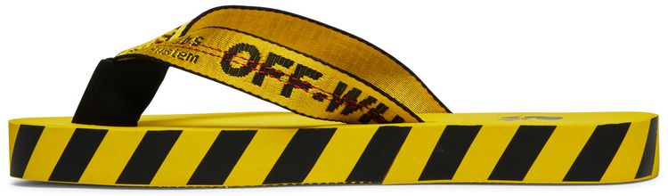 Off White Industrial Flip Flops Logo Tape   Yellow 2021