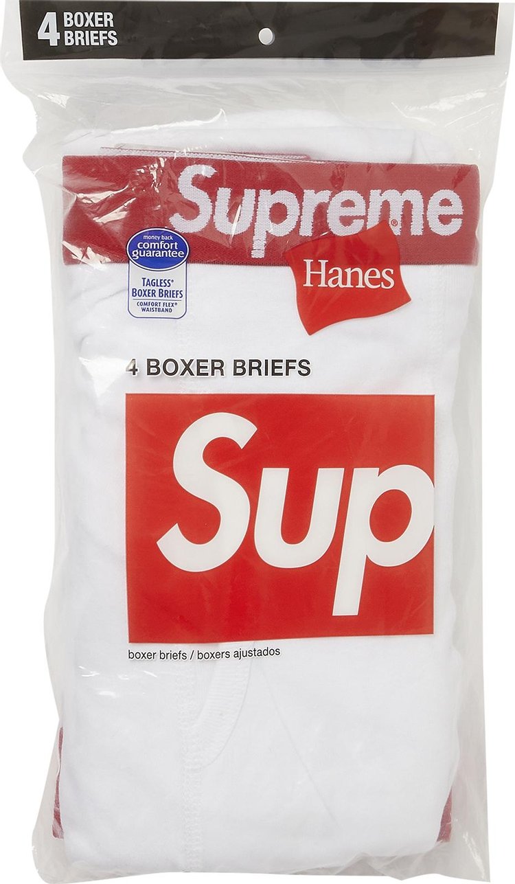 x Hanes 4 Pack White Boxer Briefs