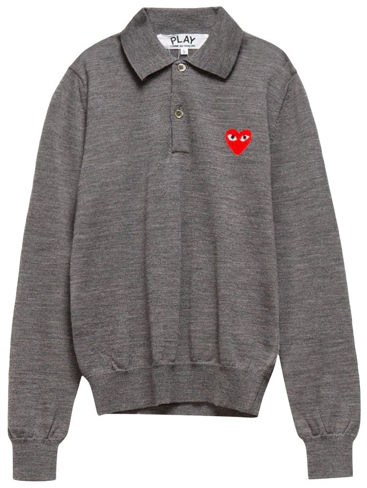 Comme des Garcons PLAY Knit Polo Pullover Grey
