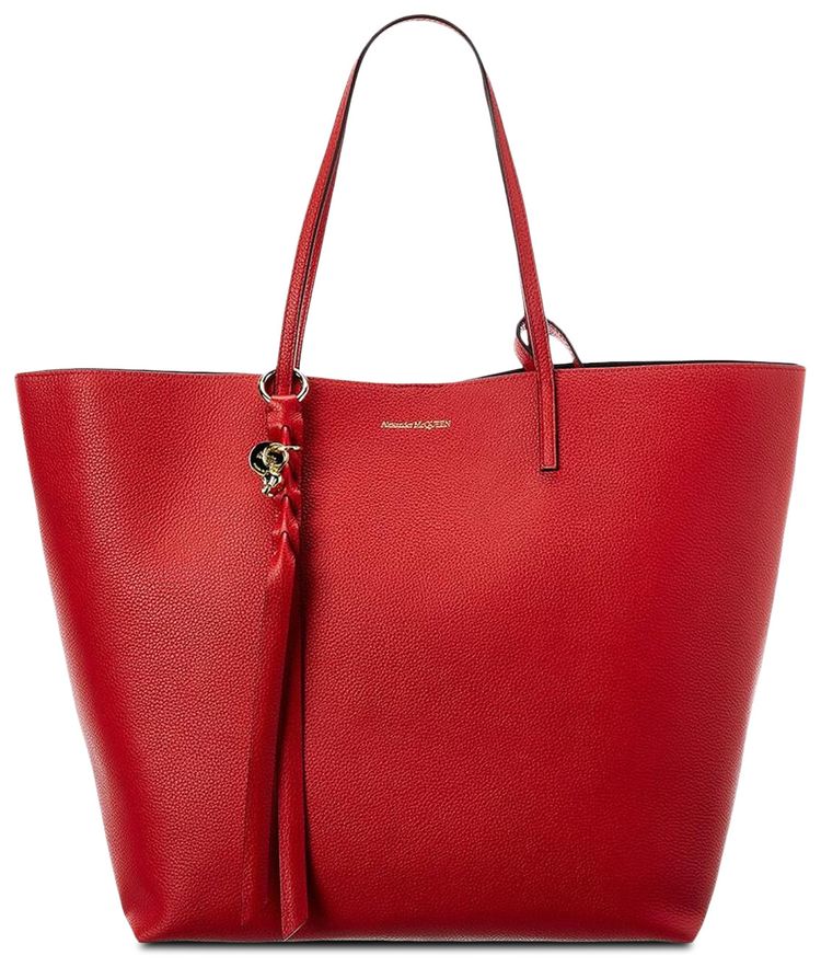 Alexander McQueen Skull Leather Tote Red